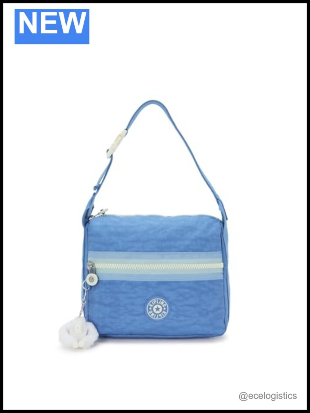 Kipling Nylon Shoulder Bag Satchel with Zipper, 2 Compartments, Lightweight